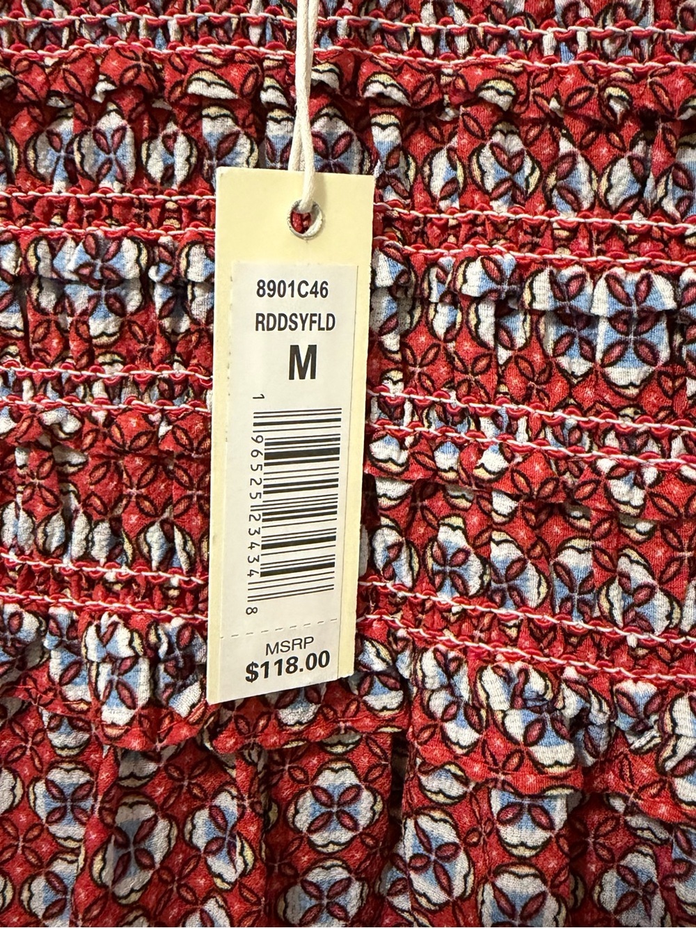 Max Studio Rust Red Printed Smocked-Waist Jumpsuit - Picture 10 of 12